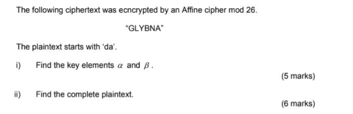 Solved The following ciphertext was ecncrypted by an Affine | Chegg.com