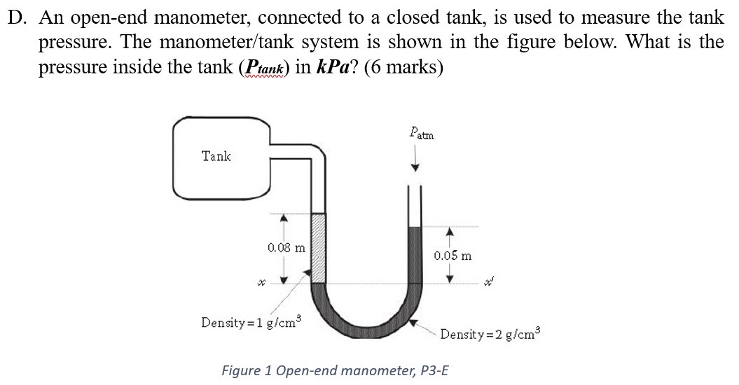 D. ﻿An open-end manometer, connected to a closed | Chegg.com