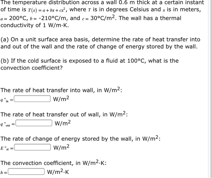Solved The temperature distribution across a wall 0.6 m | Chegg.com