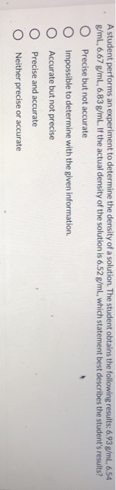 Solved A student performs an experiment to determine the | Chegg.com