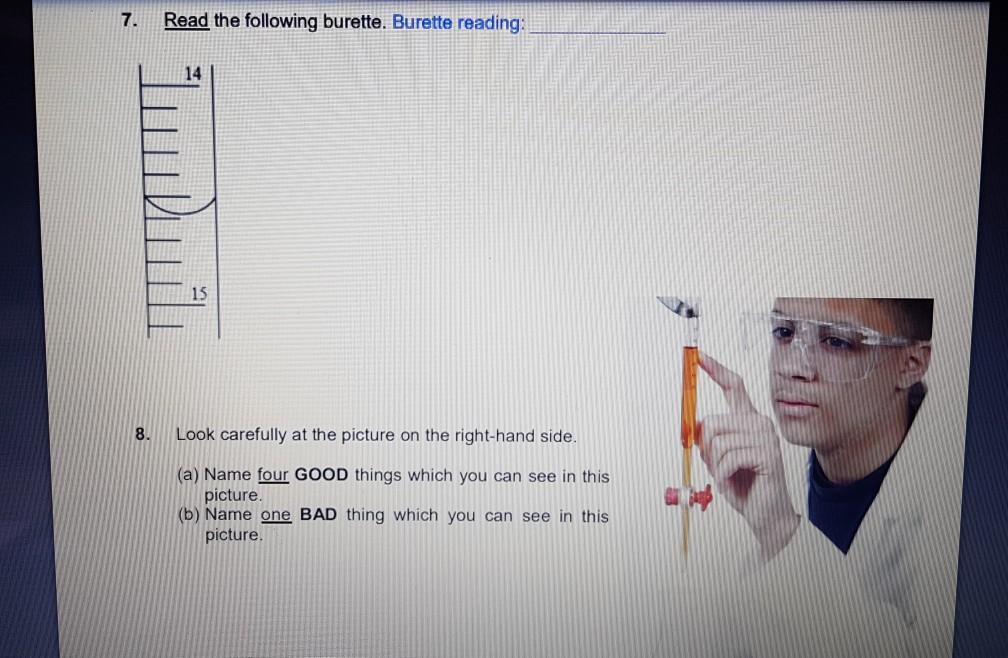 Solved Read the following burette. Burette reading 14 15 8.