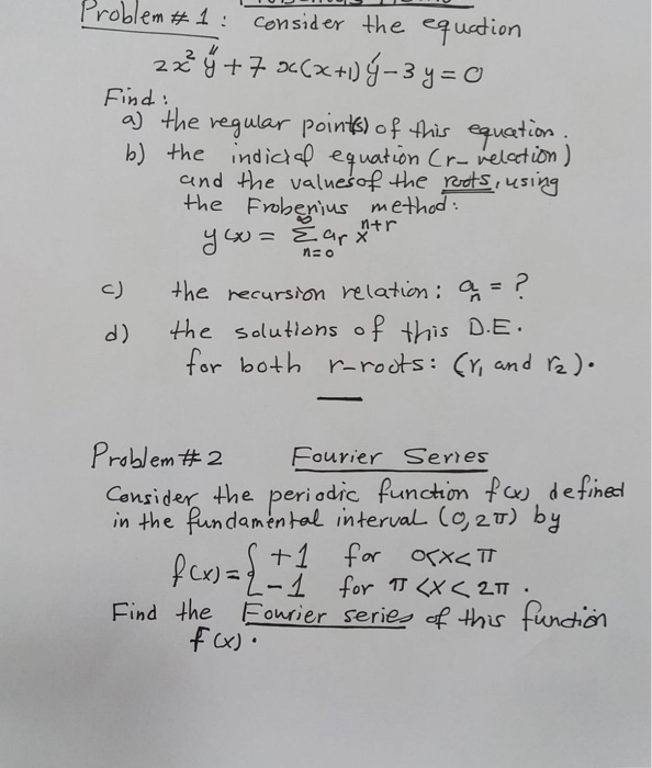 Problem 1 Consider The Equation 2x Y 7 0 X 1 Y 3 Chegg Com