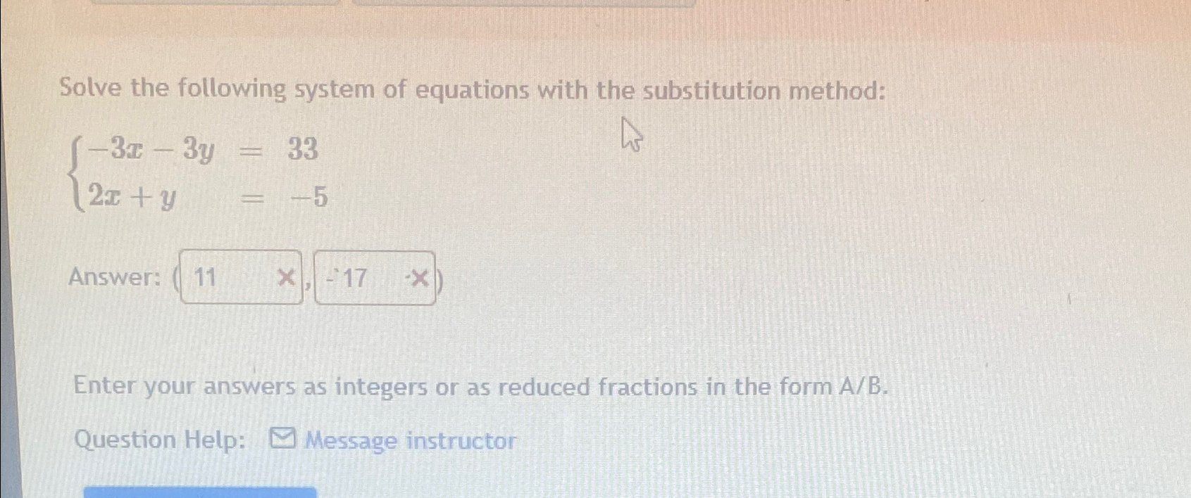 Solved Solve the following system of equations with the | Chegg.com