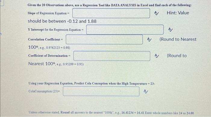 Solved The following data were taken from a study relating | Chegg.com