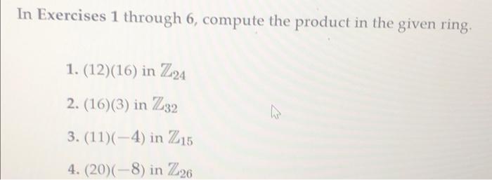 Solved In Exercises 1 through 6, compute the product in the | Chegg.com