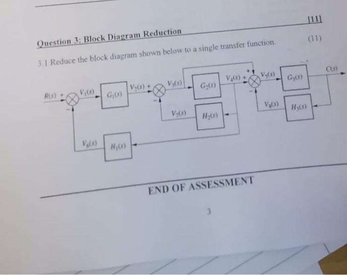 Solved Question 3: Block Diagram Reduction shown below to a | Chegg.com