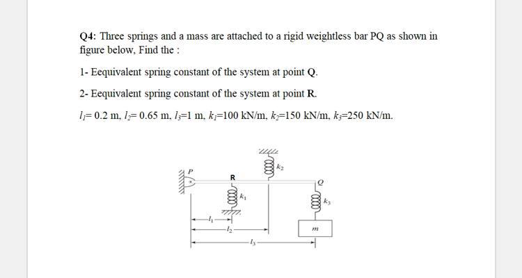 Solved Q4: Three springs and a mass are attached to a rigid | Chegg.com