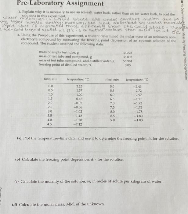 Solved Pre-Laboratory Assignment 1. Explain Why It Is | Chegg.com