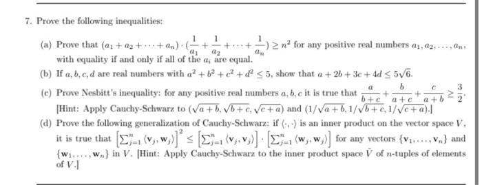 Solved Prove The Following Inequalities: (a) Prove That | Chegg.com