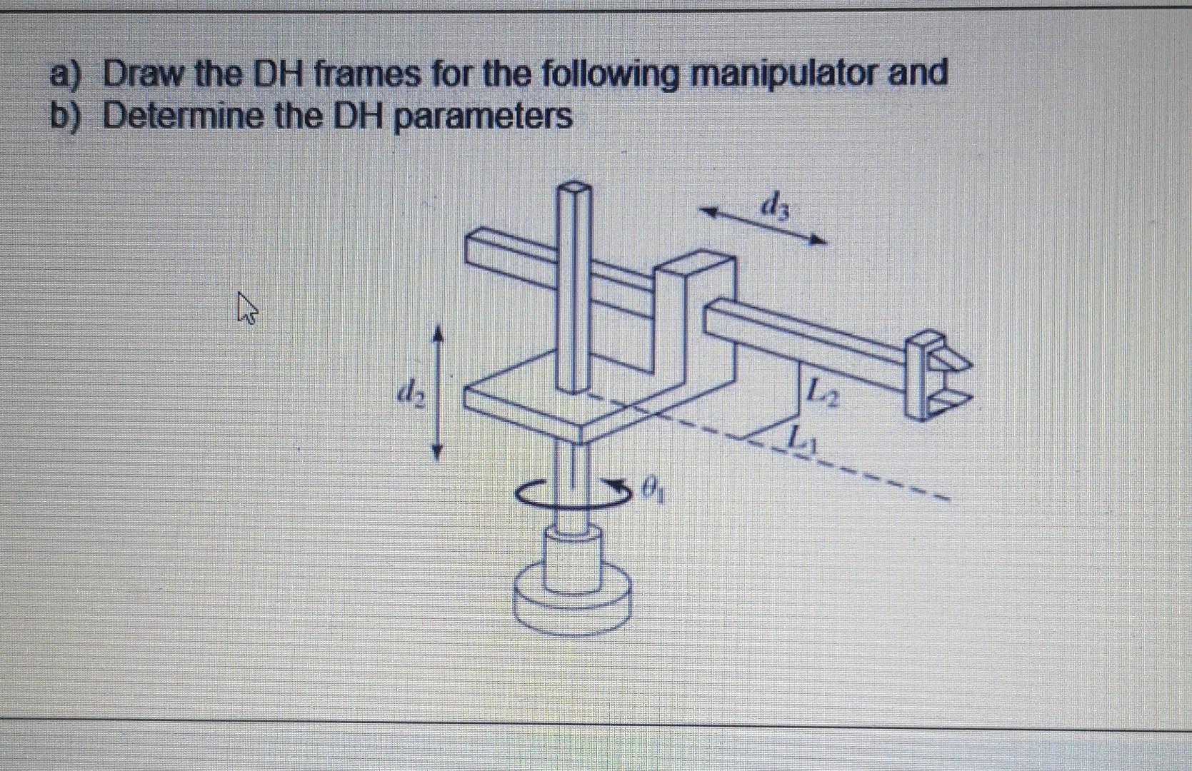 Solved a) Draw the DH frames for the following manipulator | Chegg.com