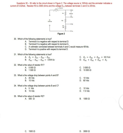 Solved Questions 30 - 35 refer to the circuit shown in | Chegg.com