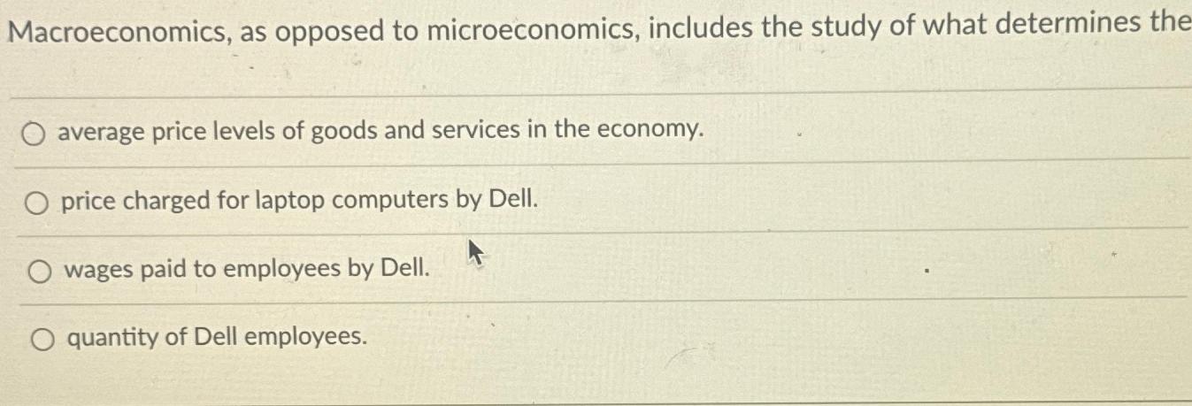 Solved Macroeconomics, As Opposed To Microeconomics, | Chegg.com