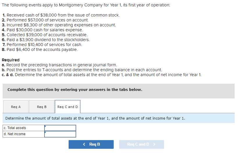 Solved The following events apply to Montgomery Company for | Chegg.com