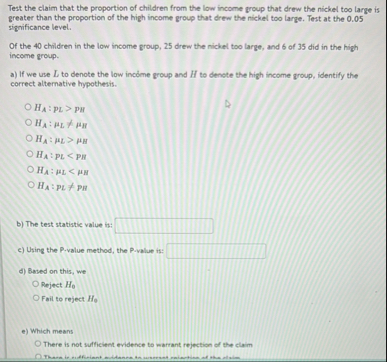 Solved Test the claim that the proportion of children from | Chegg.com