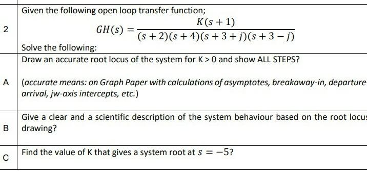 Solved N Given the following open loop transfer function; | Chegg.com