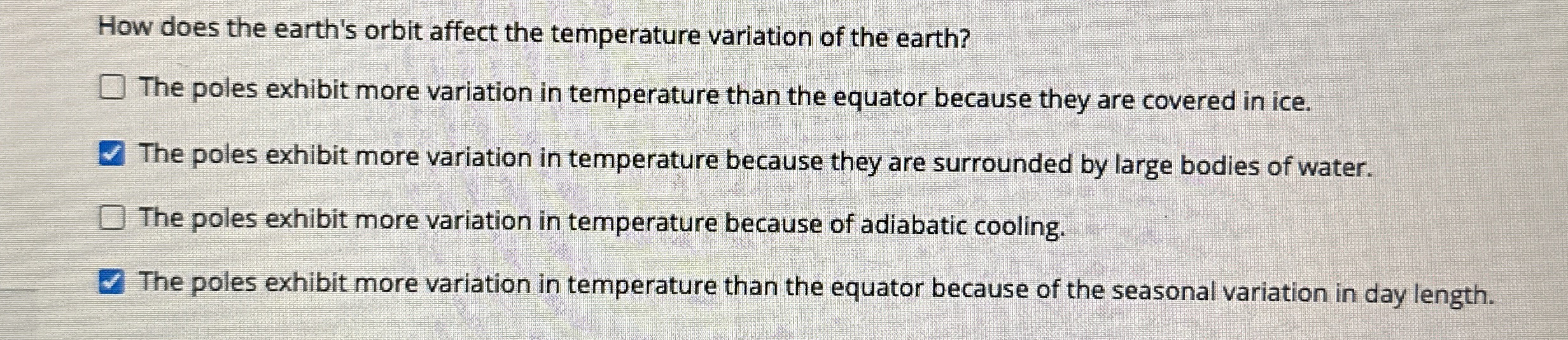 Solved How does the earth's orbit affect the temperature