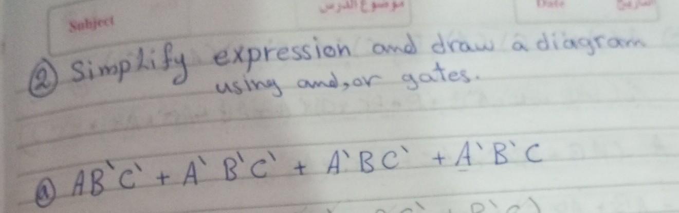Solved (2) Simplify expression and draw a diagram using and, | Chegg.com