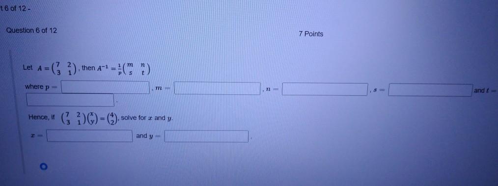 Solved 16 of 12 - Question 6 of 12 7 Points Let A = (33) | Chegg.com