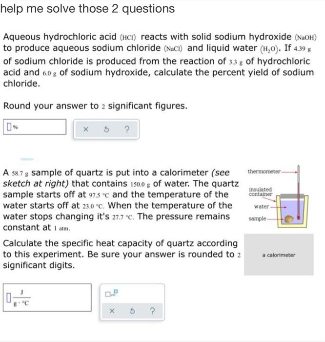 Solved Help Me Solve Those 2 Questions Aqueous Hydrochloric 7707