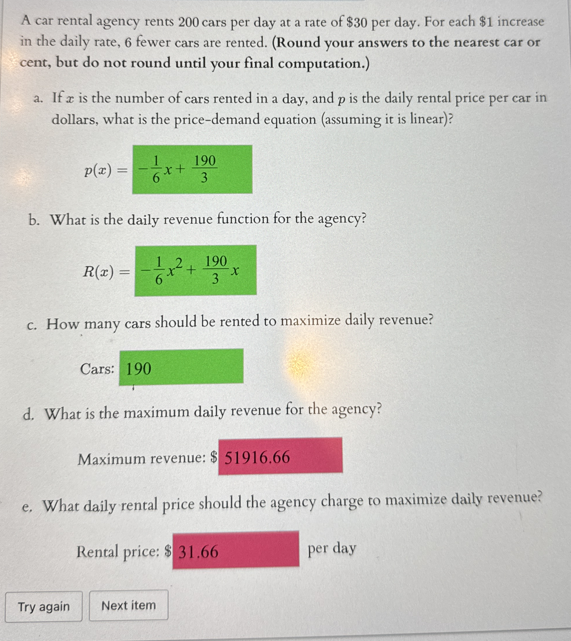 A car rental agency rents 200 ﻿cars per day at a rate