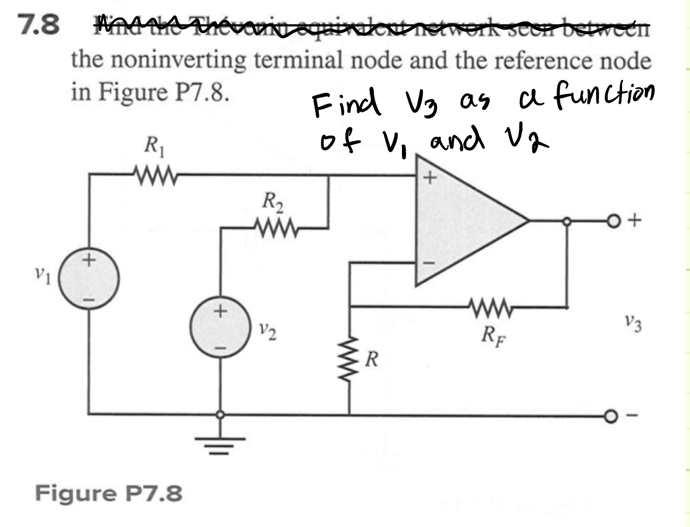 Solved 7.8 ﻿the noninverting terminal node and the reference | Chegg.com