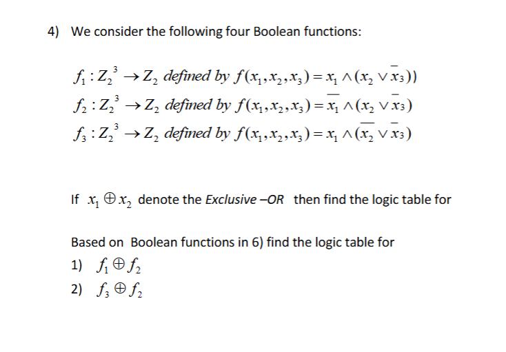 Solved We consider the following four Boolean | Chegg.com