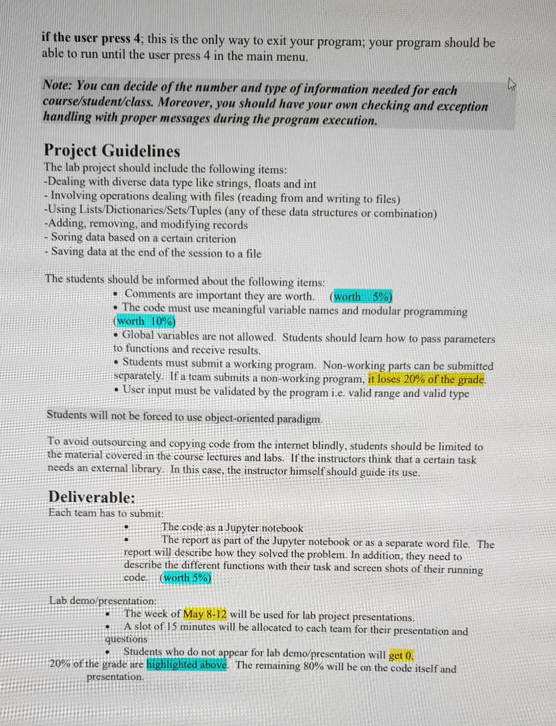 Solved Project description: You are required to develop a | Chegg.com