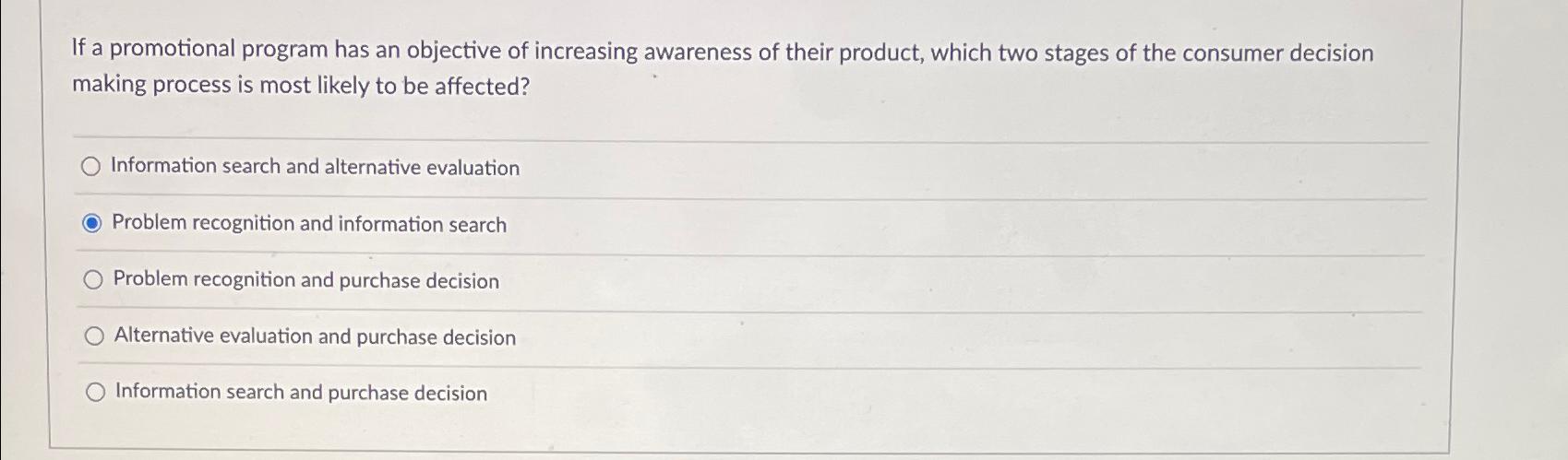 Solved If A Promotional Program Has An Objective Of | Chegg.com