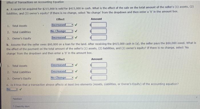 Solved Effect of Transactions on Accounting Equation a. A | Chegg.com