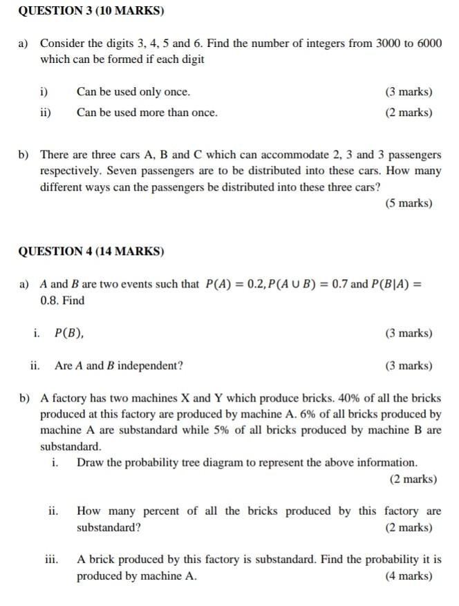 Solved a) Consider the digits 3,4,5 and 6. Find the number | Chegg.com