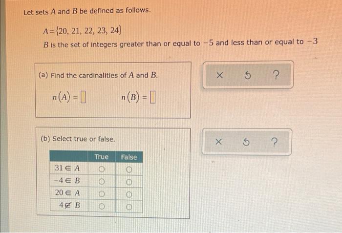 Solved Let Sets A And B Be Defined As Follows. A= {20, 21, | Chegg.com