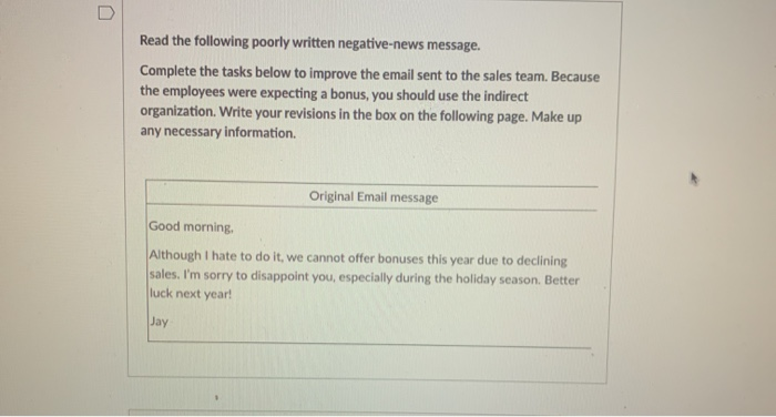 Solved Read the following poorly written negative-news | Chegg.com