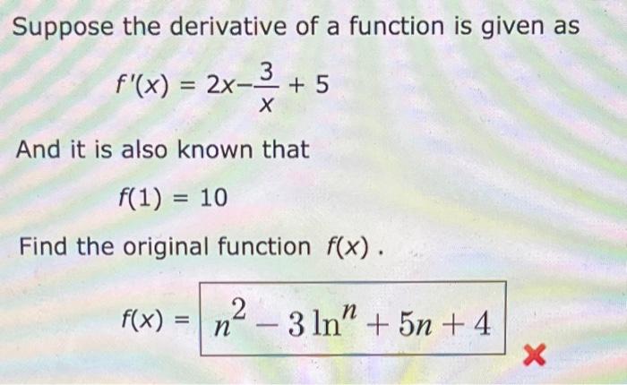Solved Suppose the derivative of a function is given as | Chegg.com