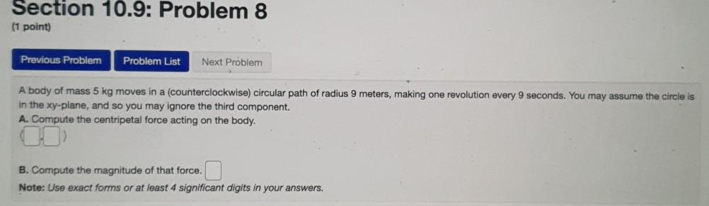 Solved Section 10 9 Problem 8 1 Point Previous Problem