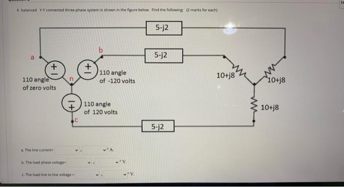 Solved A balanced Y.Y connected three-phase system is shown | Chegg.com