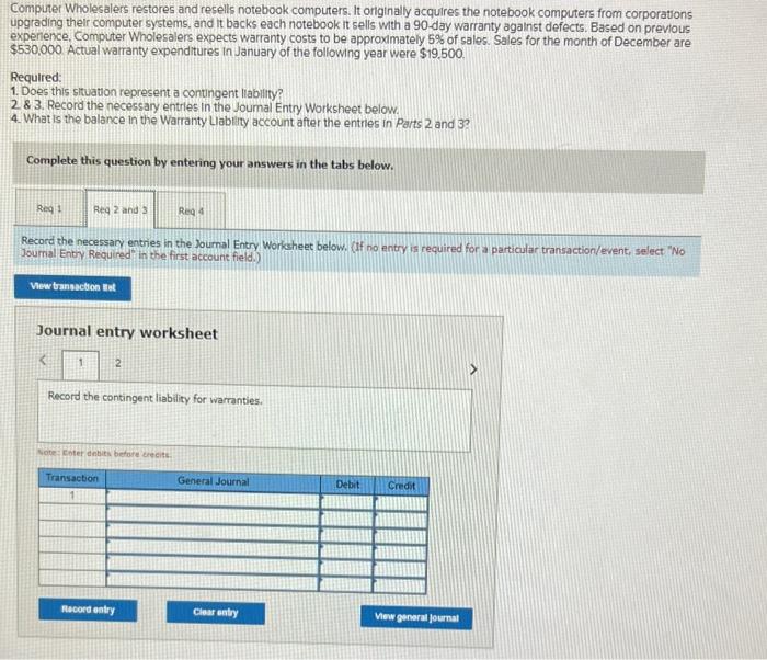 Solved Computer Wholesalers restores and resells notebook