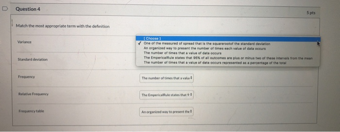 Solved D Question 4 5 pts Match the most appropriate term | Chegg.com