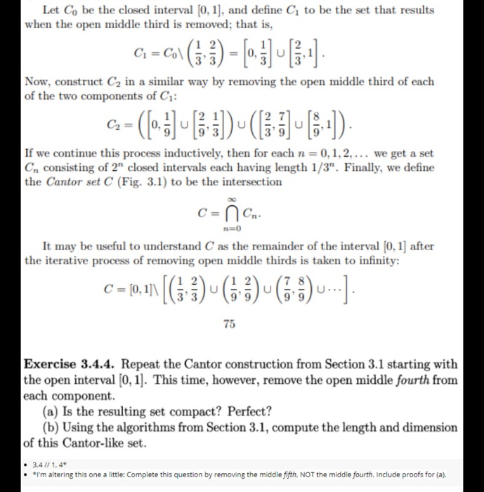 Solved repeat the cantor construction from section 3.1 Chegg