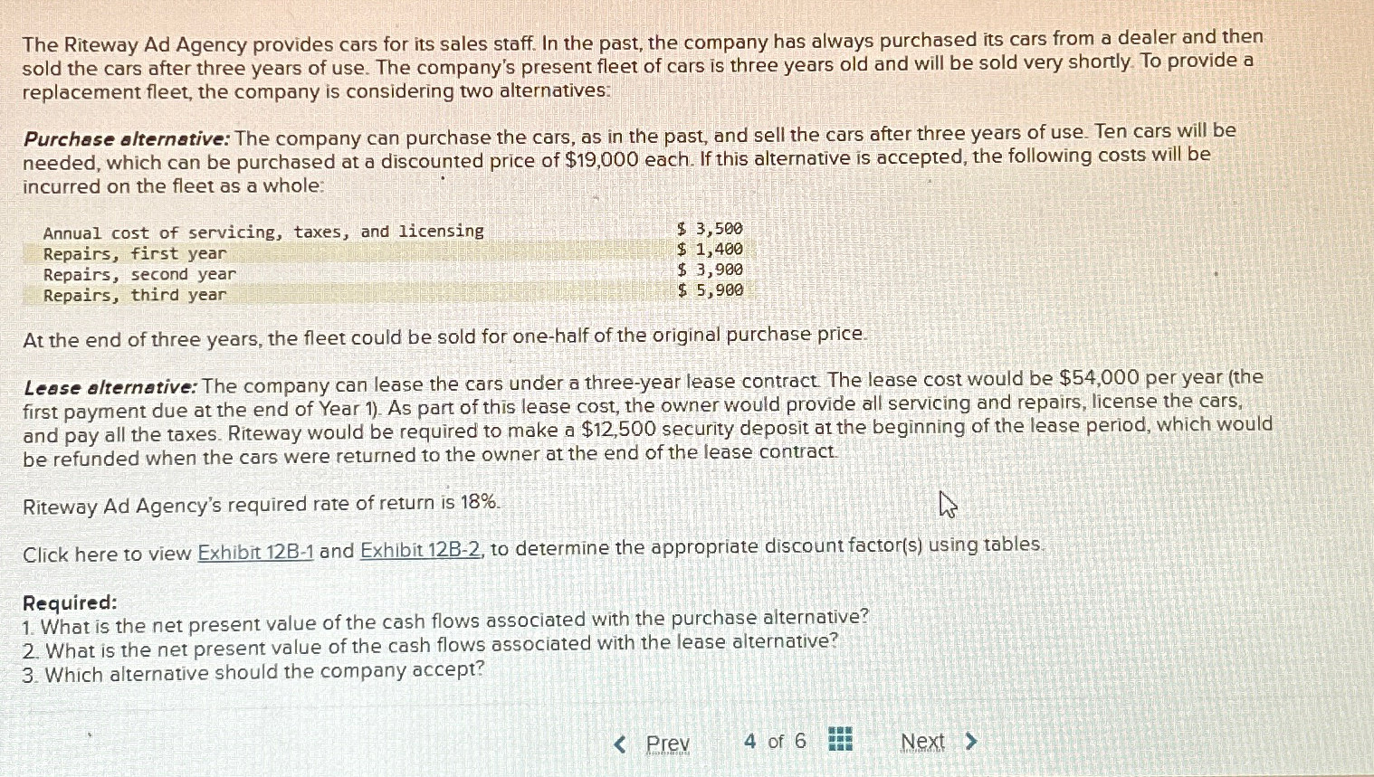 Solved The Riteway Ad Agency provides cars for its sales | Chegg.com