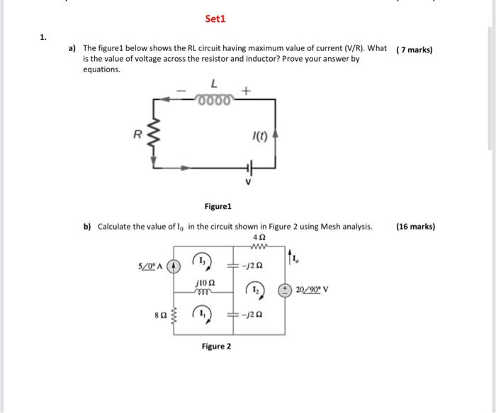 Solved Set1 1. a) The figurel below shows the RL circuit | Chegg.com