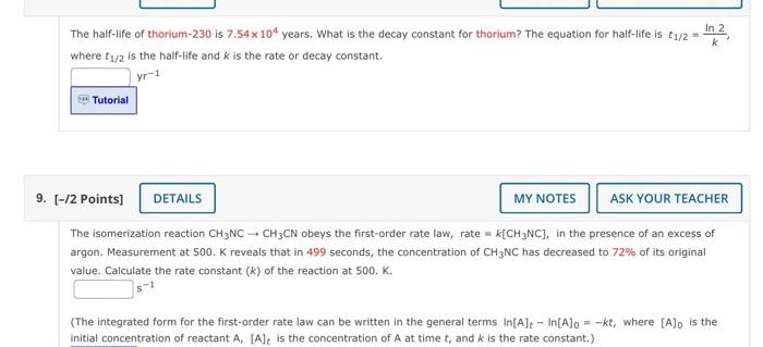 Solved In 2 K The half-life of thorium-230 is 7.54 x 104 | Chegg.com
