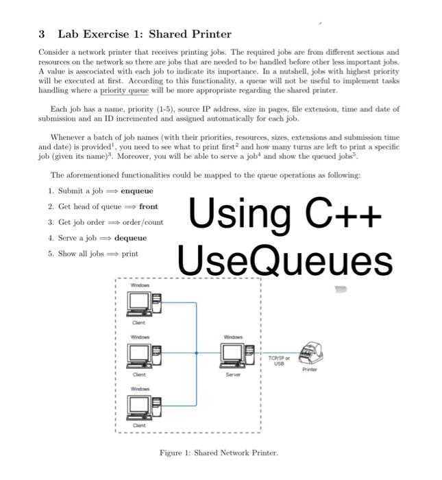 Solved 3 Lab Exercise 1: Shared Printer Consider a network | Chegg.com