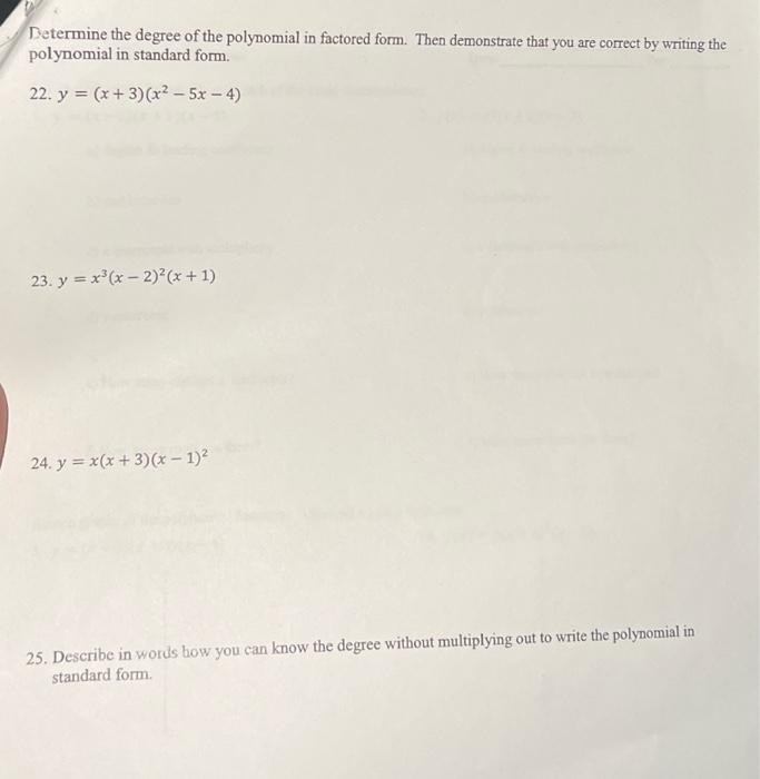determine the degree of the polynomial in factored form