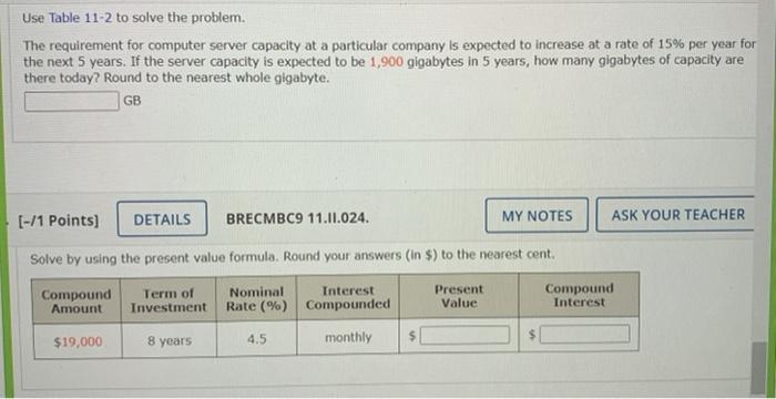 Solved Use Table 11-2 to solve the problem. The requirement | Chegg.com