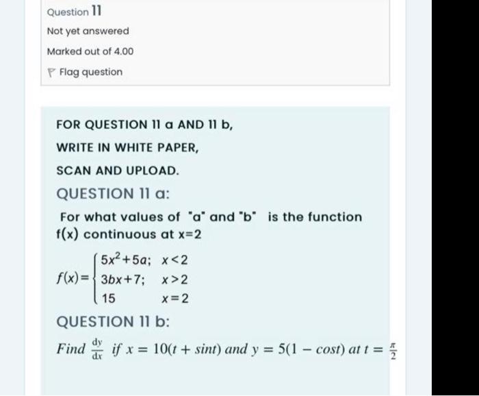 Solved Question 11 Not yet answered Marked out of 4.00 P | Chegg.com