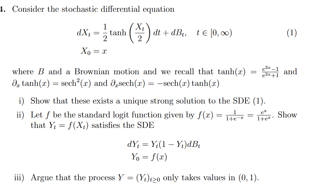 Solved Consider the stochastic differential | Chegg.com