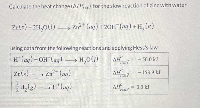 Solved Calculate the heat change ( ΔHrxn∘) for the slow | Chegg.com