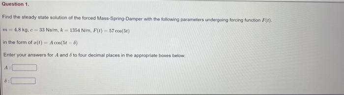 Solved Question 1. Find the steady state solution of the | Chegg.com