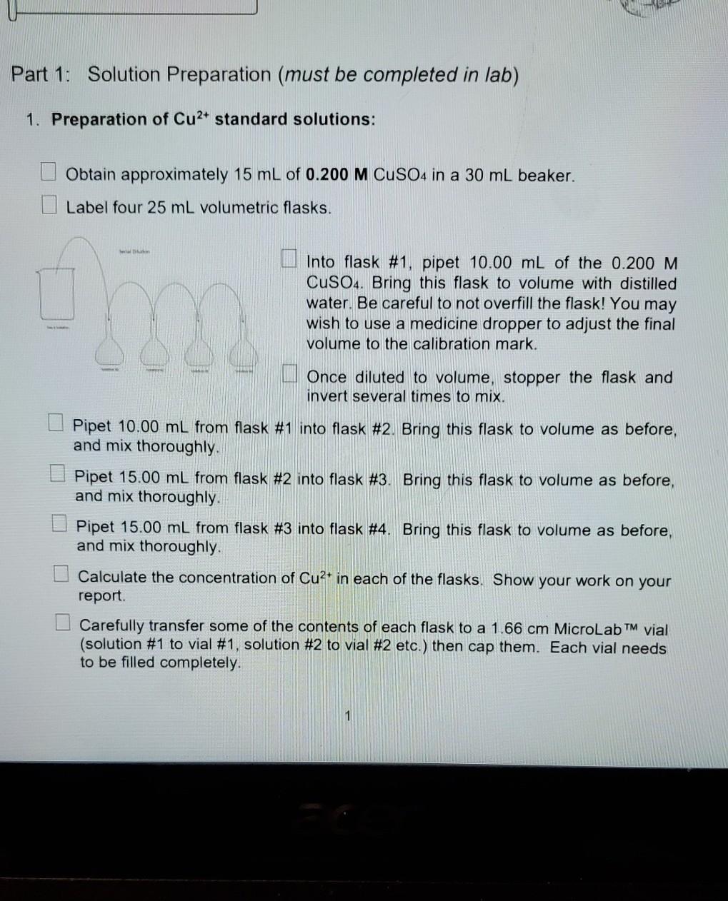 Solved Part 1: Solution Preparation (must be completed in | Chegg.com