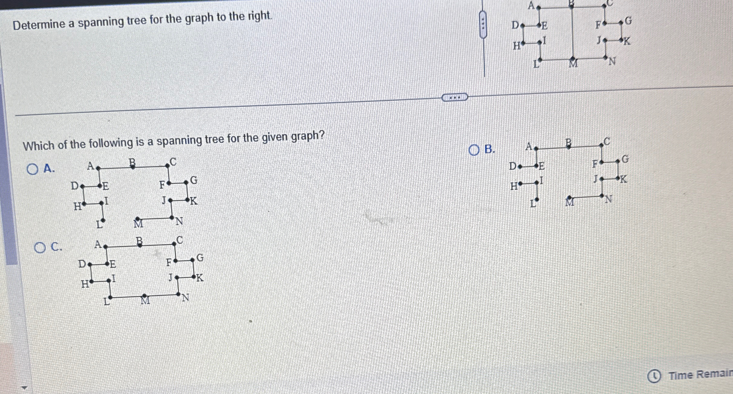 Solved Determine a spanning tree for the graph to the | Chegg.com